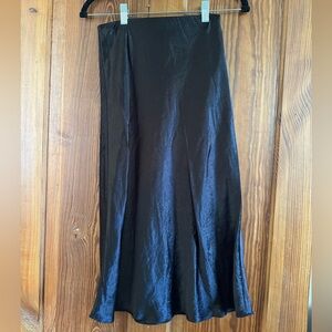 Babaton Black Satin Maxi Skirt